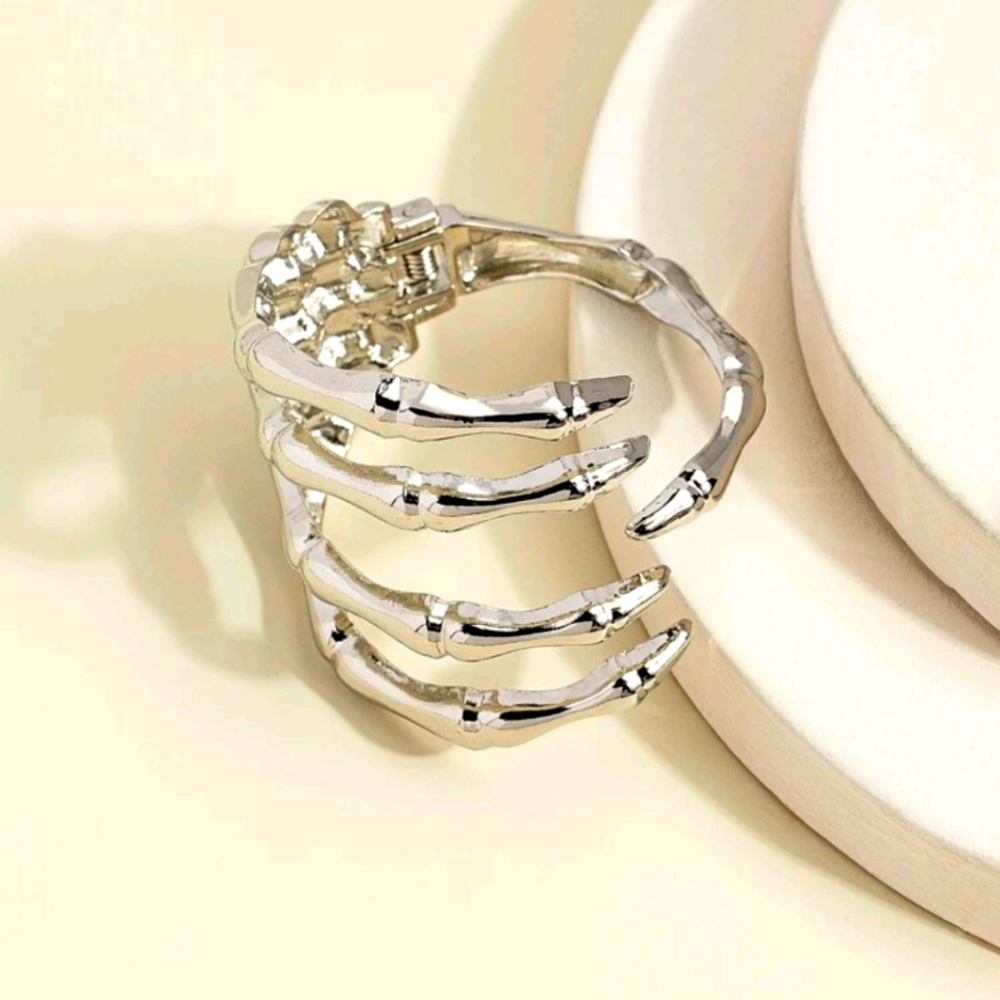 Silver Skeleton Hand Bracelet